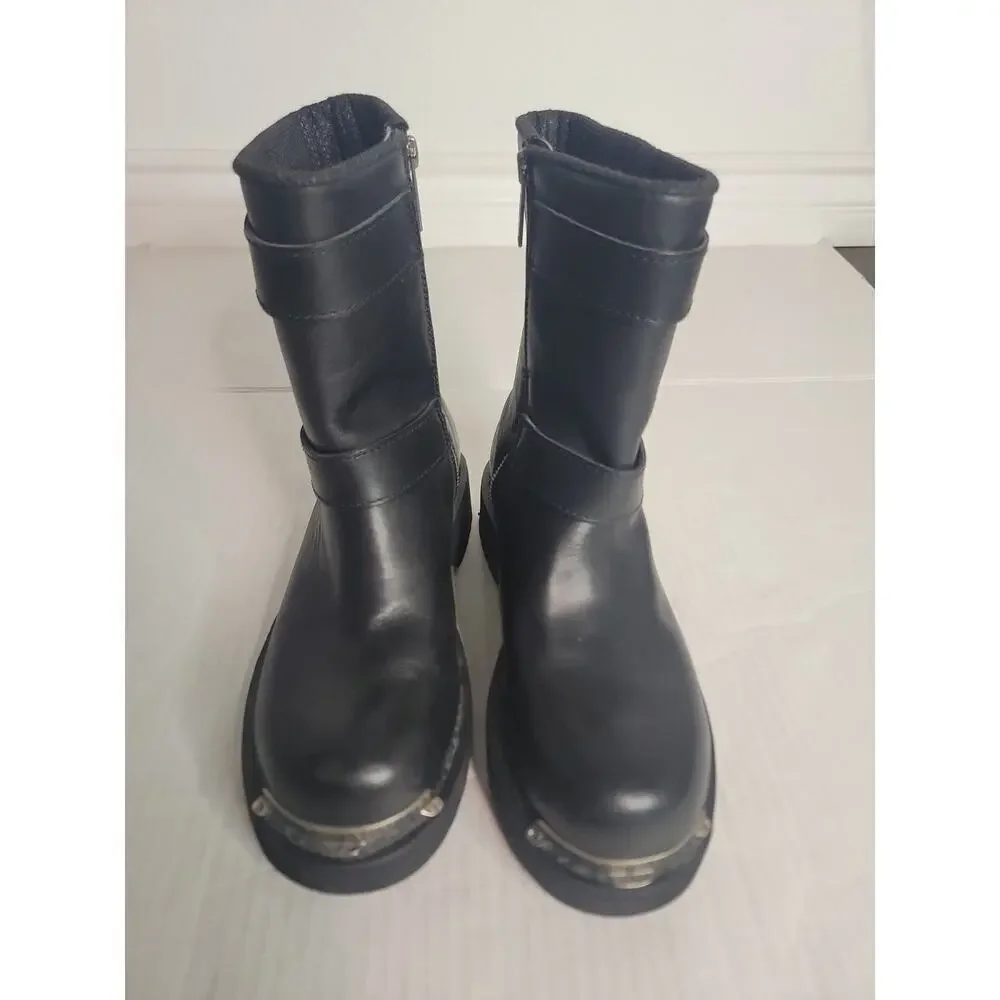 Harley-Davidson Boots Men's SZ 8 Zip Buckled Black Motorcycle Grunge 91724